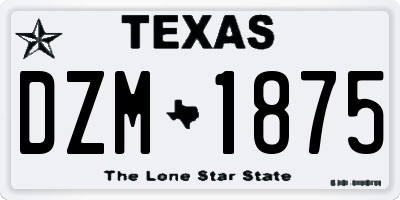 TX license plate DZM1875