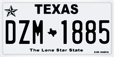 TX license plate DZM1885