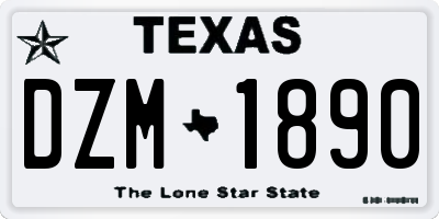TX license plate DZM1890