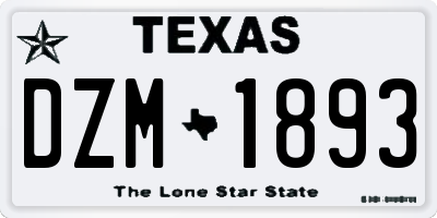 TX license plate DZM1893