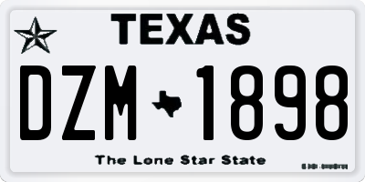 TX license plate DZM1898