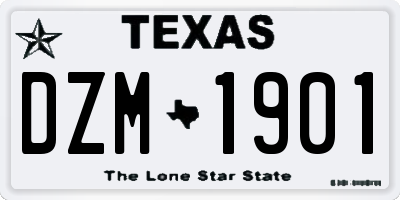 TX license plate DZM1901