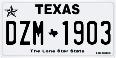 TX license plate DZM1903