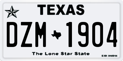 TX license plate DZM1904