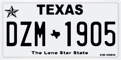 TX license plate DZM1905