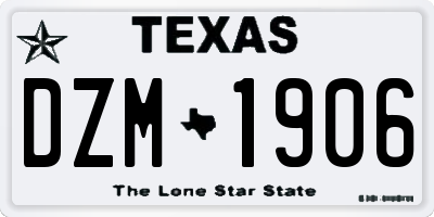 TX license plate DZM1906