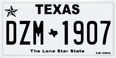 TX license plate DZM1907