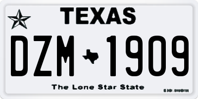 TX license plate DZM1909