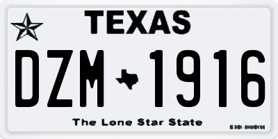 TX license plate DZM1916