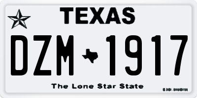 TX license plate DZM1917