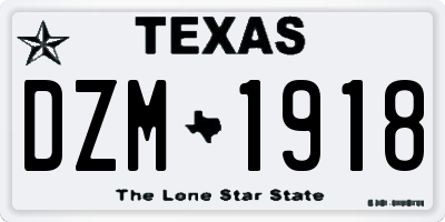 TX license plate DZM1918
