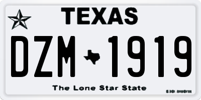 TX license plate DZM1919