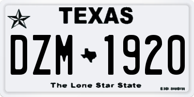 TX license plate DZM1920