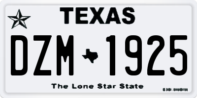 TX license plate DZM1925
