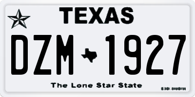TX license plate DZM1927