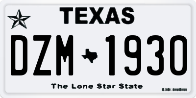 TX license plate DZM1930