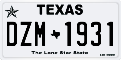 TX license plate DZM1931
