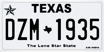 TX license plate DZM1935