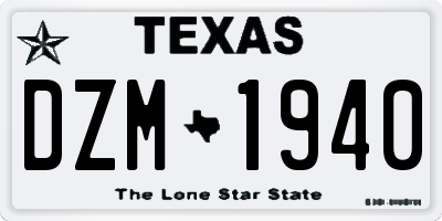 TX license plate DZM1940