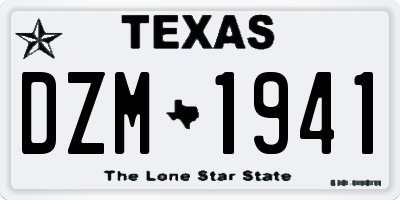 TX license plate DZM1941
