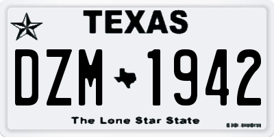 TX license plate DZM1942