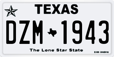 TX license plate DZM1943