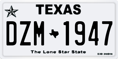TX license plate DZM1947
