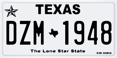 TX license plate DZM1948