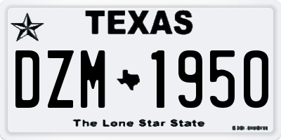 TX license plate DZM1950