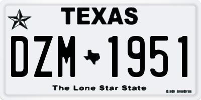 TX license plate DZM1951