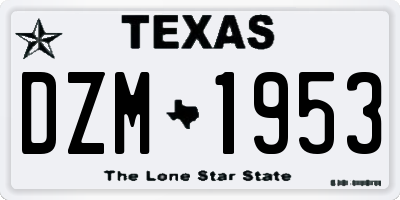 TX license plate DZM1953
