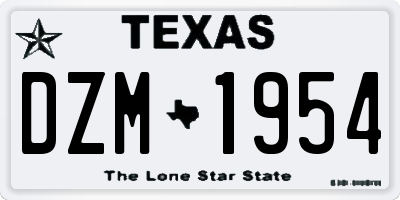 TX license plate DZM1954