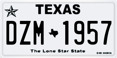 TX license plate DZM1957