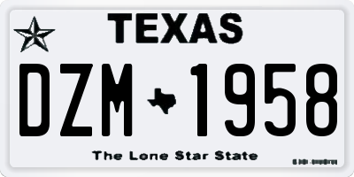 TX license plate DZM1958