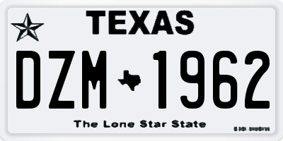TX license plate DZM1962