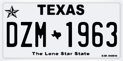 TX license plate DZM1963