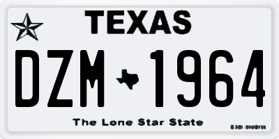 TX license plate DZM1964