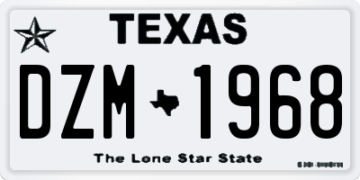 TX license plate DZM1968