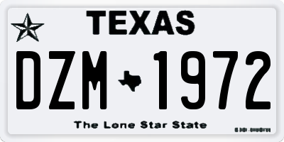 TX license plate DZM1972