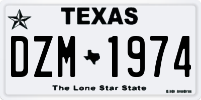 TX license plate DZM1974