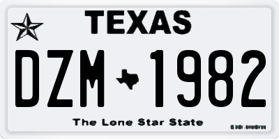 TX license plate DZM1982