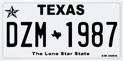 TX license plate DZM1987
