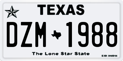 TX license plate DZM1988