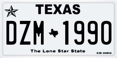 TX license plate DZM1990