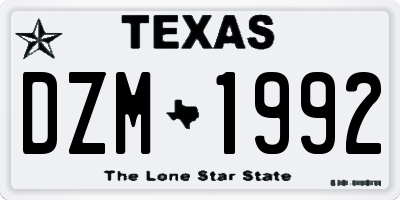 TX license plate DZM1992