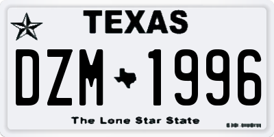 TX license plate DZM1996