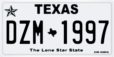 TX license plate DZM1997