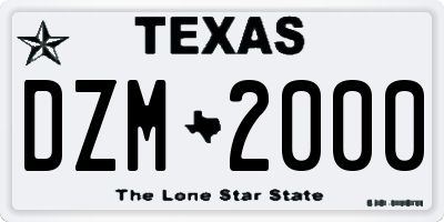 TX license plate DZM2000