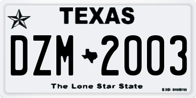 TX license plate DZM2003