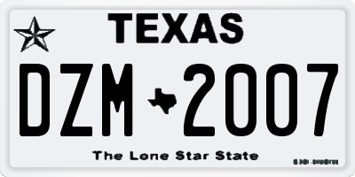 TX license plate DZM2007